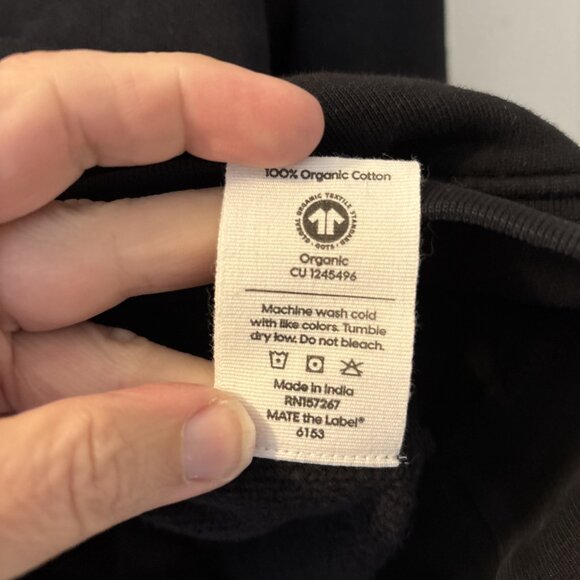 NWT MATE the Label Organic Fleece Shrunken Crew Neck Sweatshirt Black Small - Picture 7 of 9